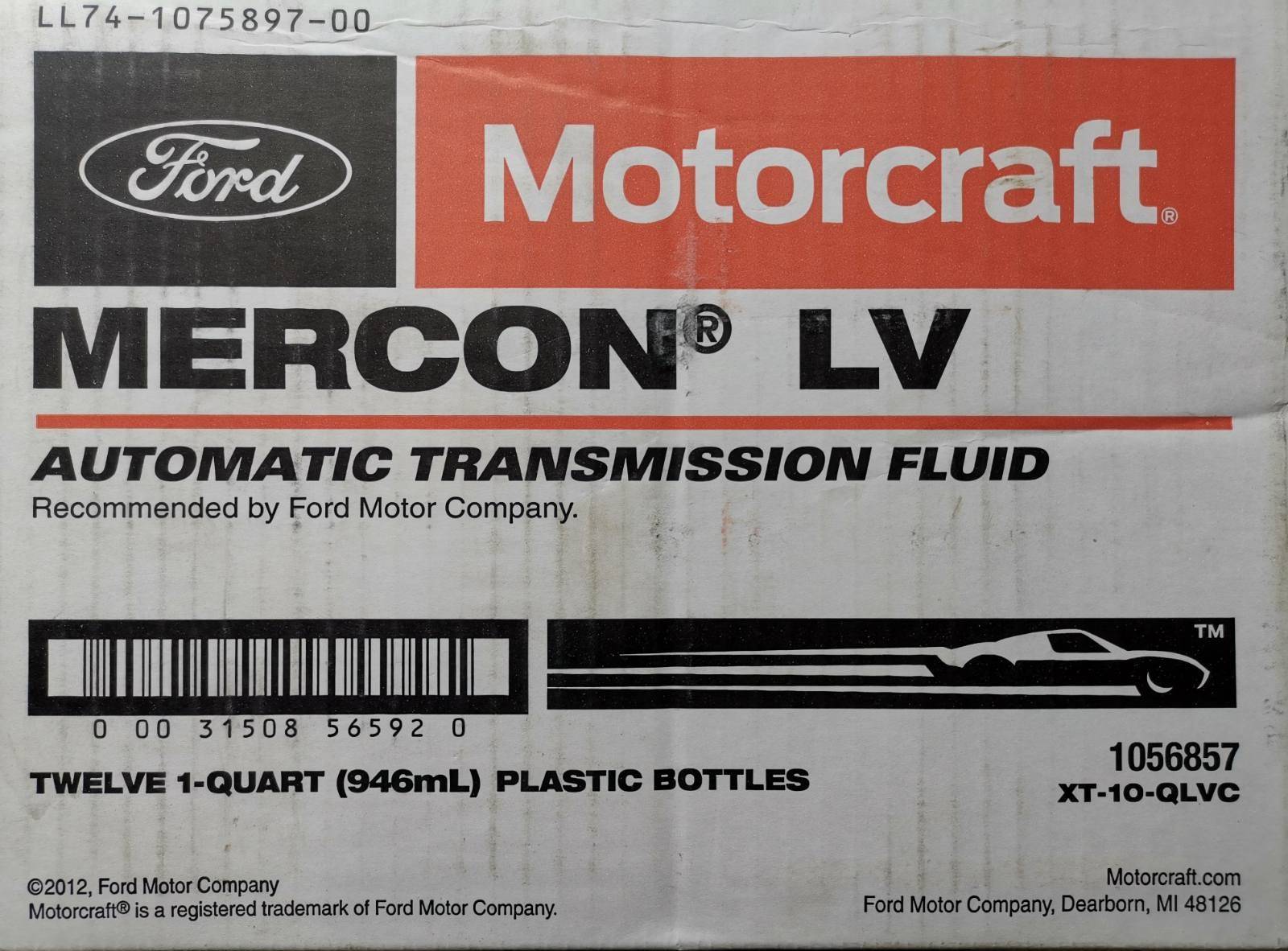 Genuine Ford Fluid XT-10-QLVC MERCON-LV Automatic Transmission Fluid - 1  Quart
