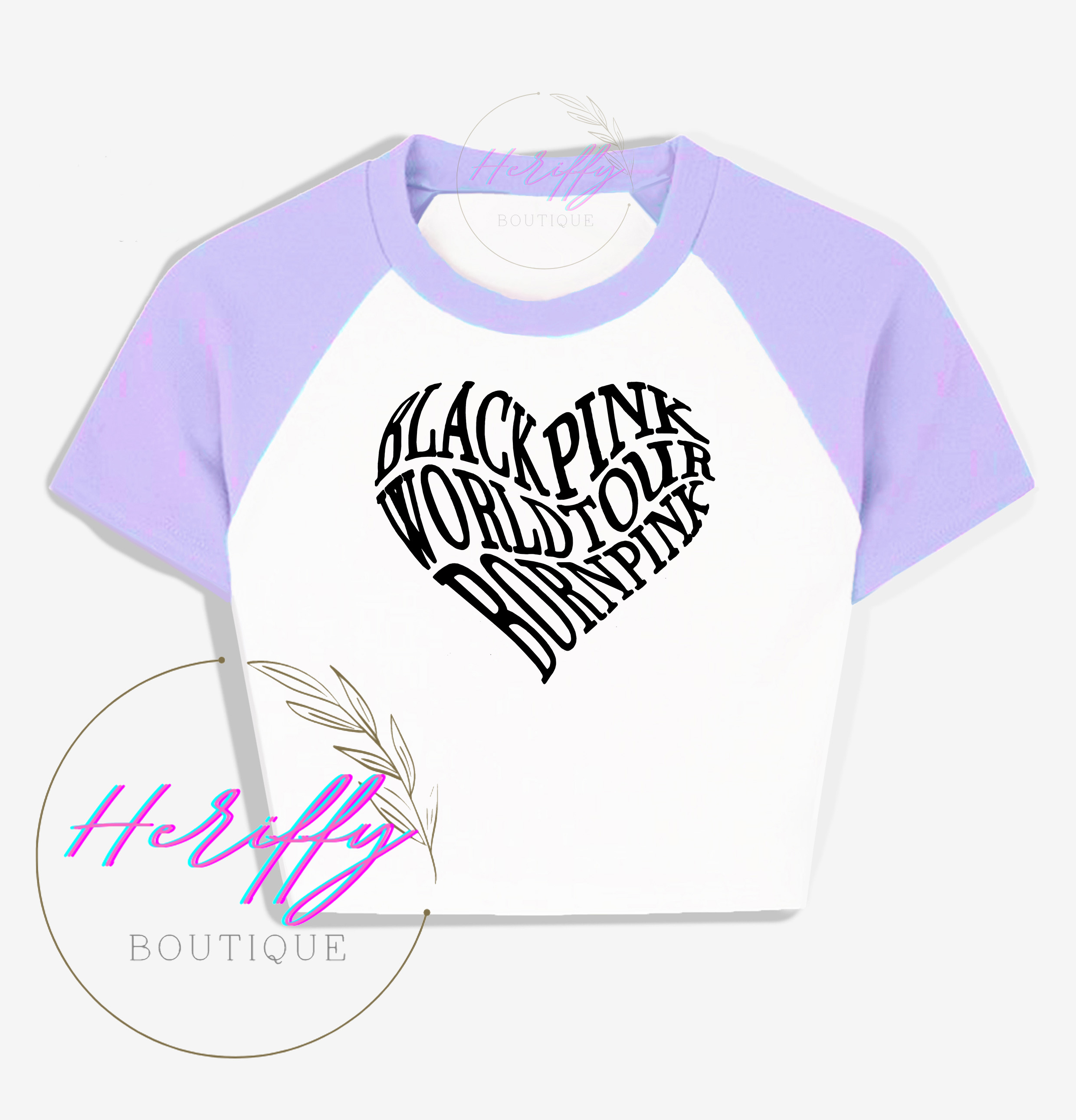 BLackpink World Tour Born Pink Heart Logo KPOP Crop Top Slim Fit 
