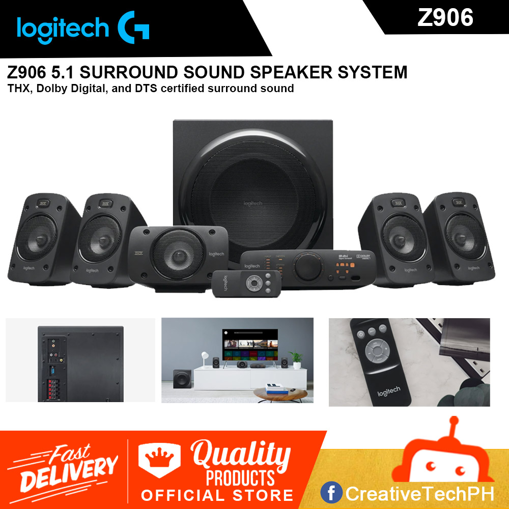 Logitech Z906 5.1 Surround Sound Speaker System - THX, Dolby Digital and  DTS Digital Certified - Black