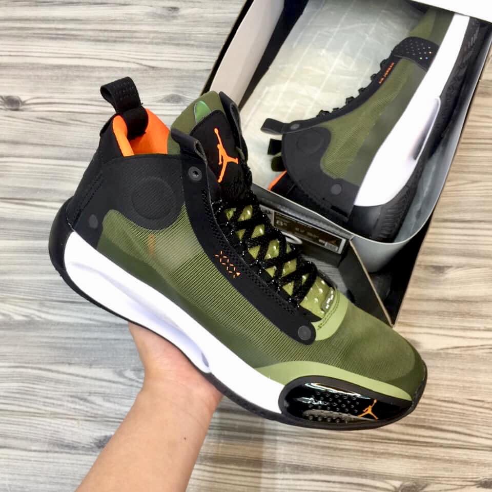 army green and black jordans
