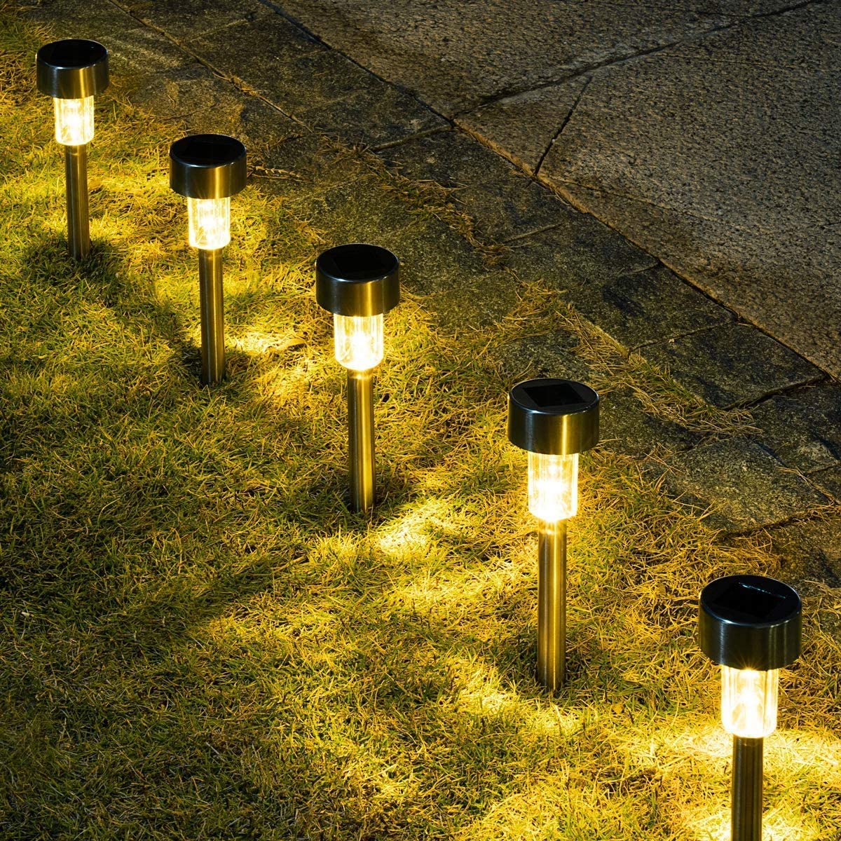 BELUGA Solar Lights Outdoor, 5Pcs Stainless Steel Outdoor Solar Lights Waterproof, LED