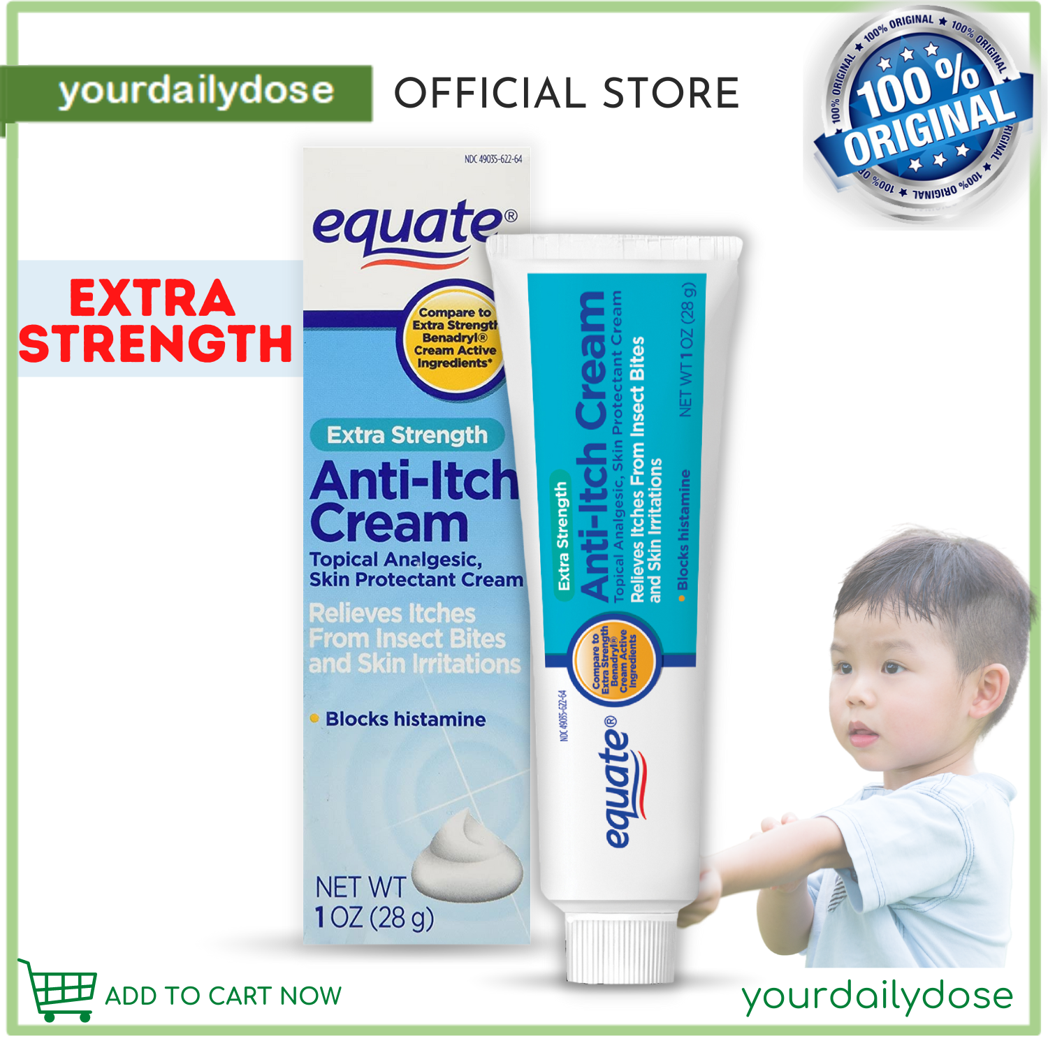 Equate AntiItch Cream Extra Strength,1 oz vs Benadryl Lazada PH