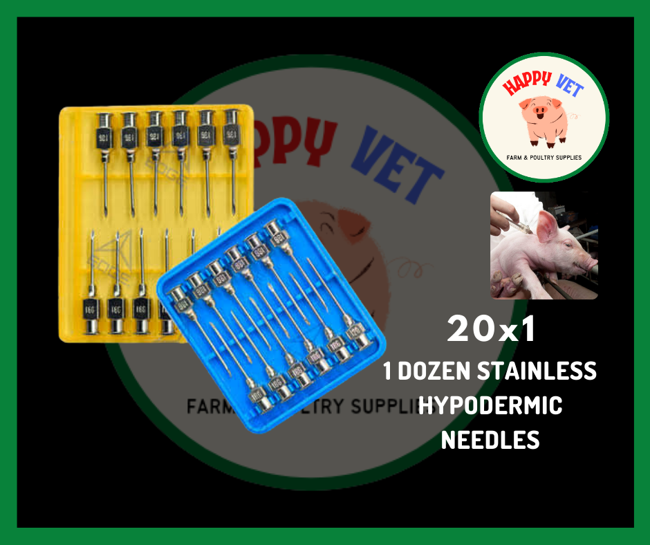 (Gauge 20x1 inch)12pcs Stainless Hypodermic Needles for Weanling Pigs