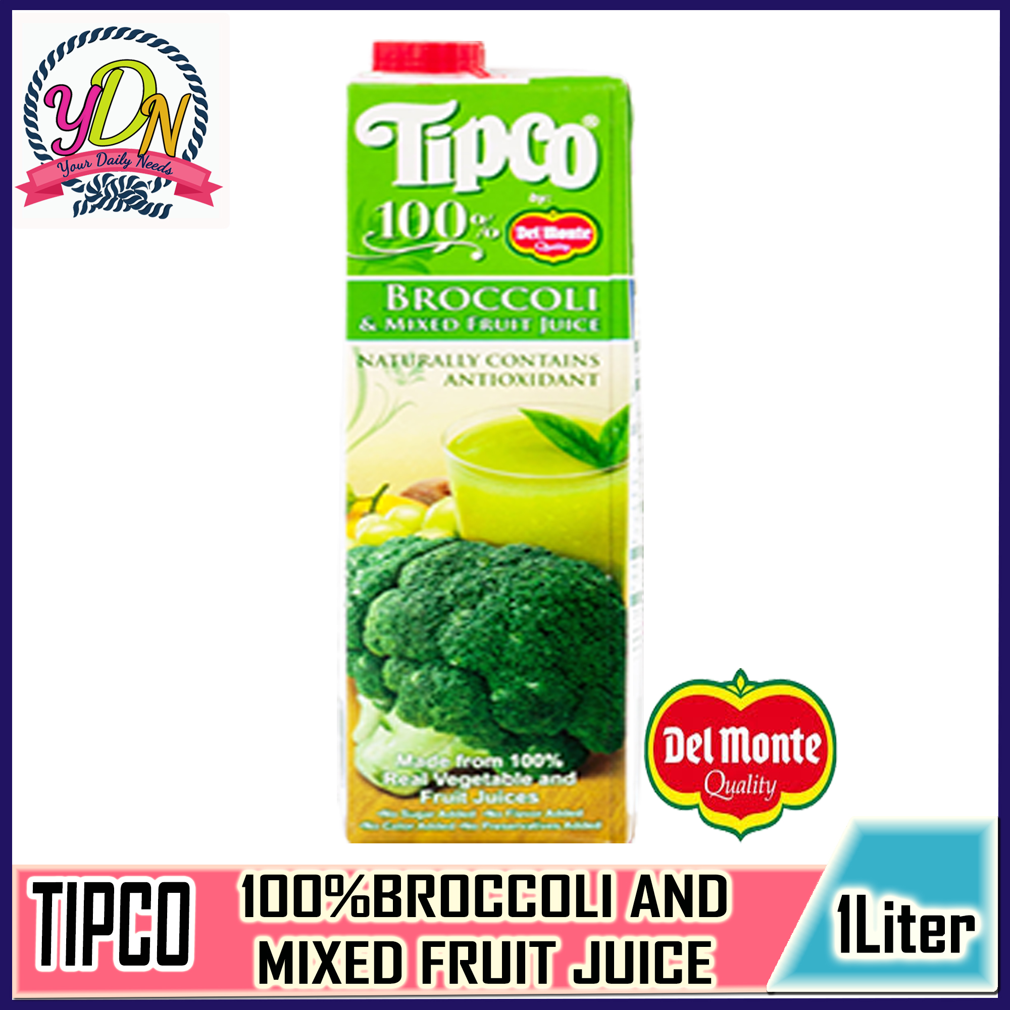 TIPCO DEL MONTE 100 BROCCOLI AND MIXED FRUIT JUICE NATURALLY CONTAINS