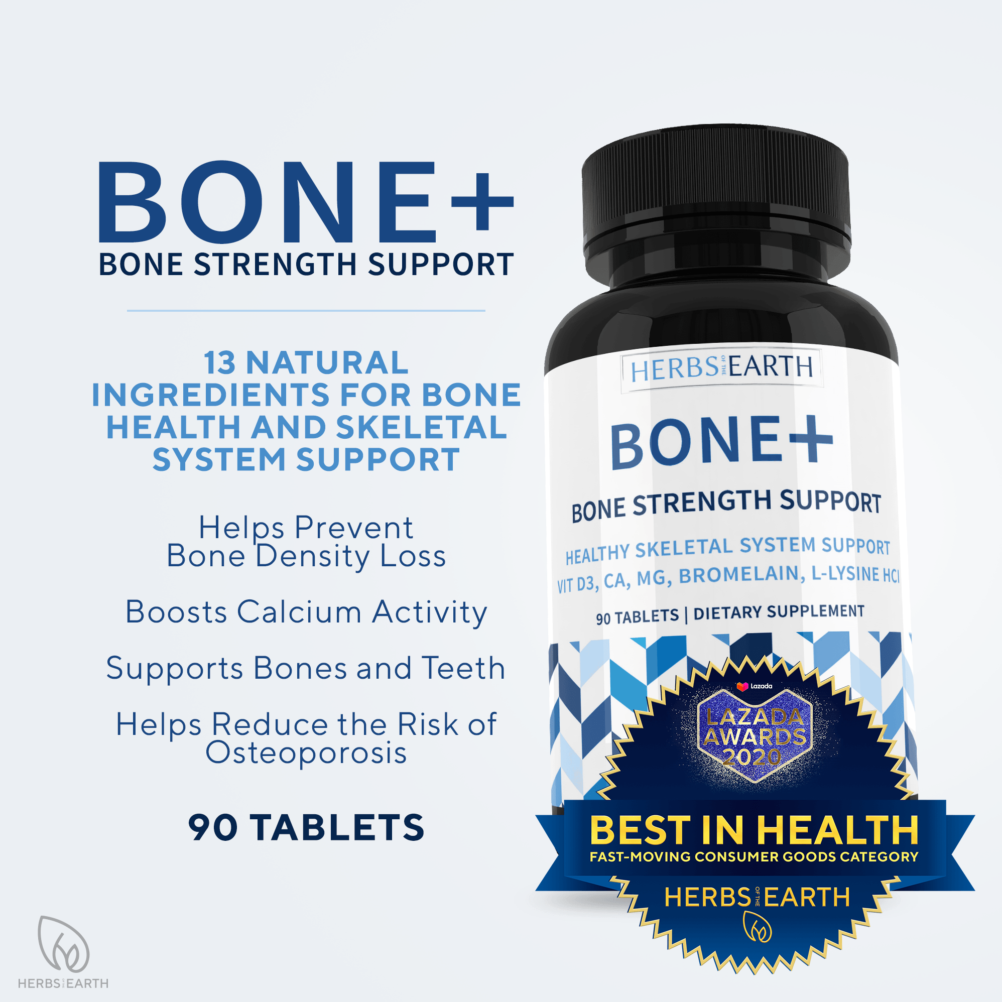 Bone Strength Support Tablets by Herbs of the Earth