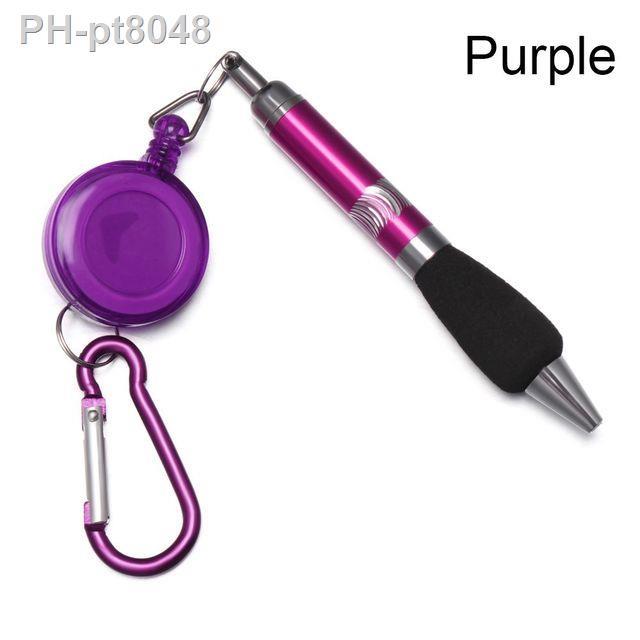 Buckle Metal Retractable Badge Reel BallPoint Pen With Rope Ring Anti-Lost  Pull-String Cable Pen