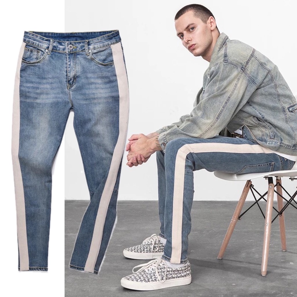 jeans with side stripe mens