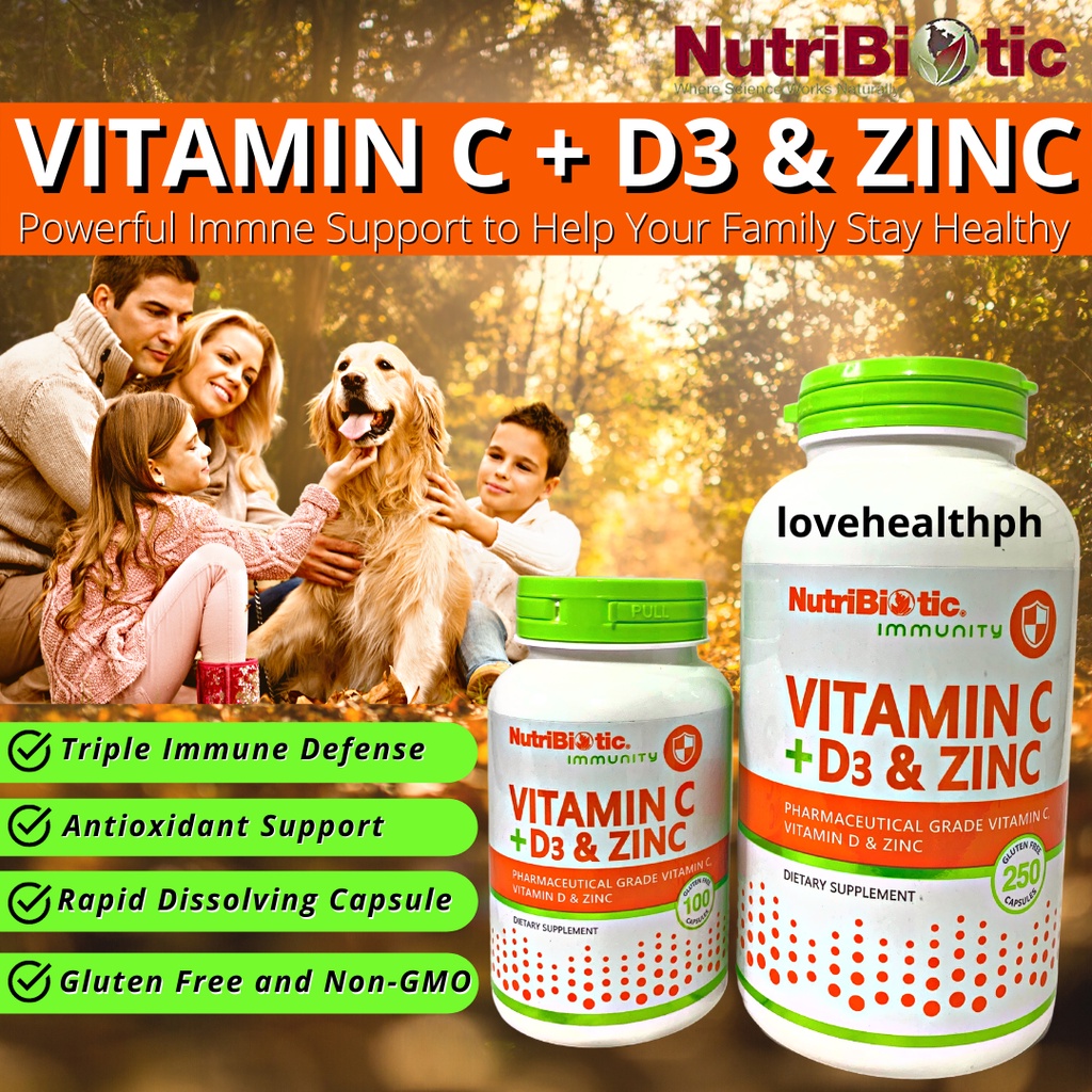 Triple Immunity, Vitamin C D3 plus Zinc 250 Capsule or 100 Capsules