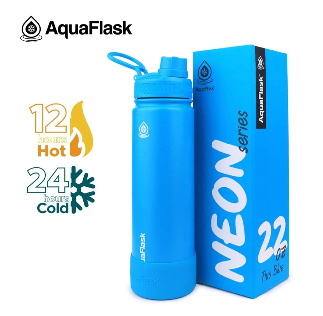 Aquaflask FLUO BLUE (22oz) NEON Stainless Steel Drinking Water Bottle ...