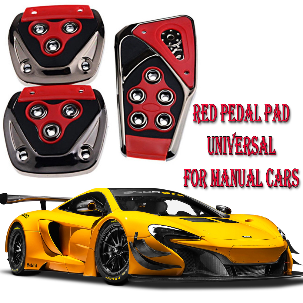3X Red Aluminum Alloy Racing Sports Car Manual MT Nonslip Foot Pedals Pads Cover