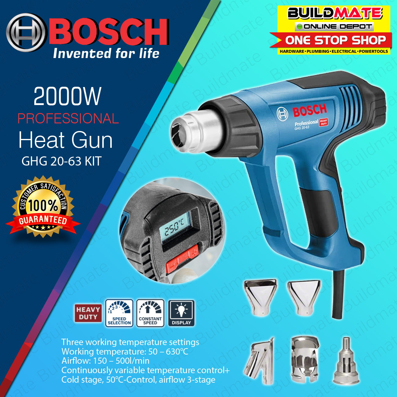 BOSCH Professional Heat Gun 2000w GHG 2063 KIT •100 ORIGINAL / HEAVY