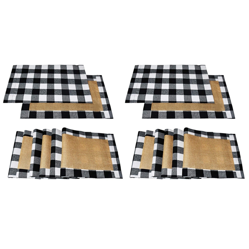 Red And Black Tartan Plaid Checkered Pattern Table Placemat Food Mat