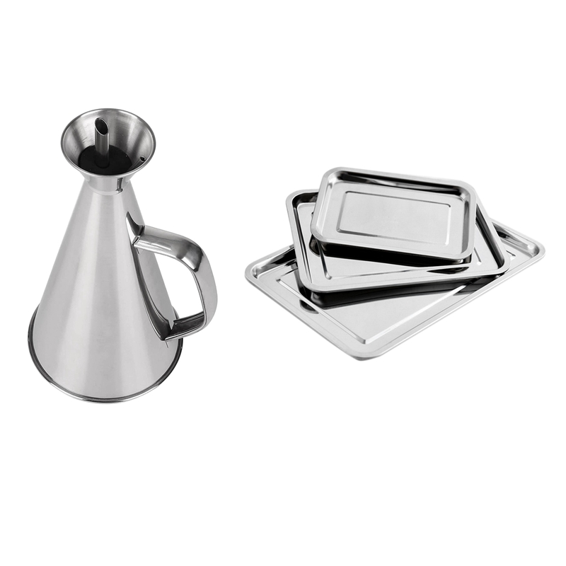 500Ml Stainless Steel Non Drip/No Mess Olive Oil Dispenser with Baking Sheet,Stainless Steel Cookie Sheet Set