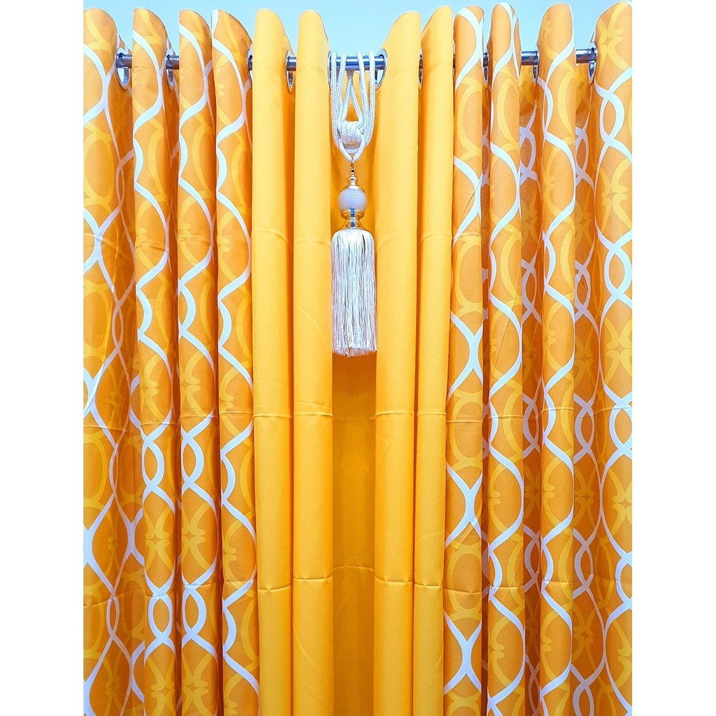 CC 3 in 1 Set Ring Curtains Gold and Yellow Colors (6Ft/7Ft) Lazada PH