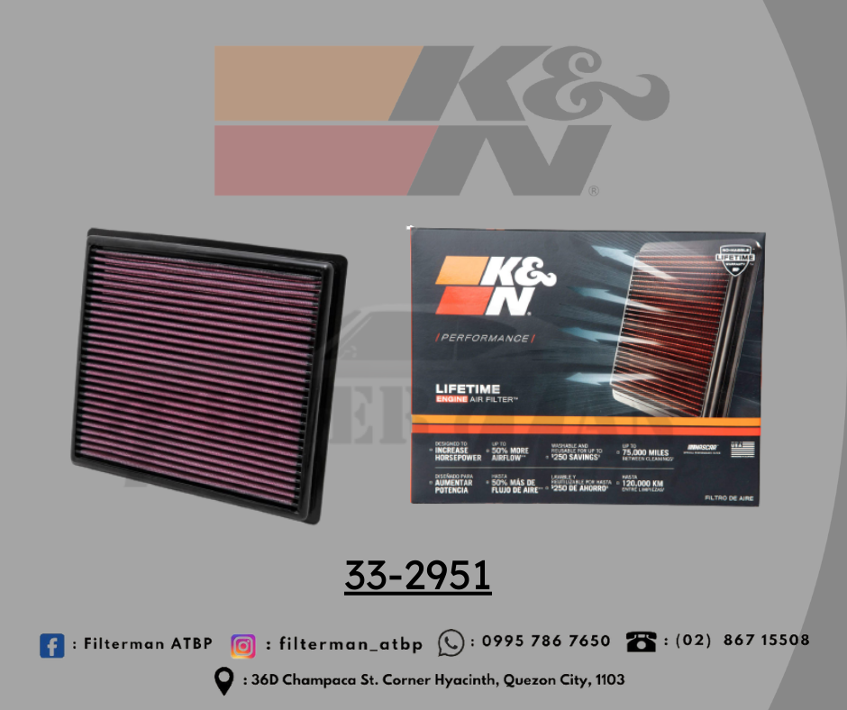 K&N 33-2951 Filtri Aria Sostitutivi Auto, Lavabile e Riutilizzabile (N9x