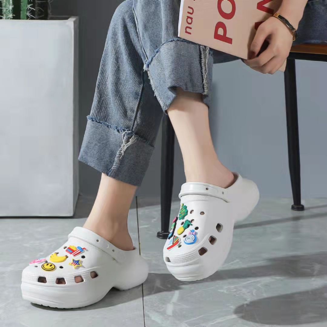 white designer crocs