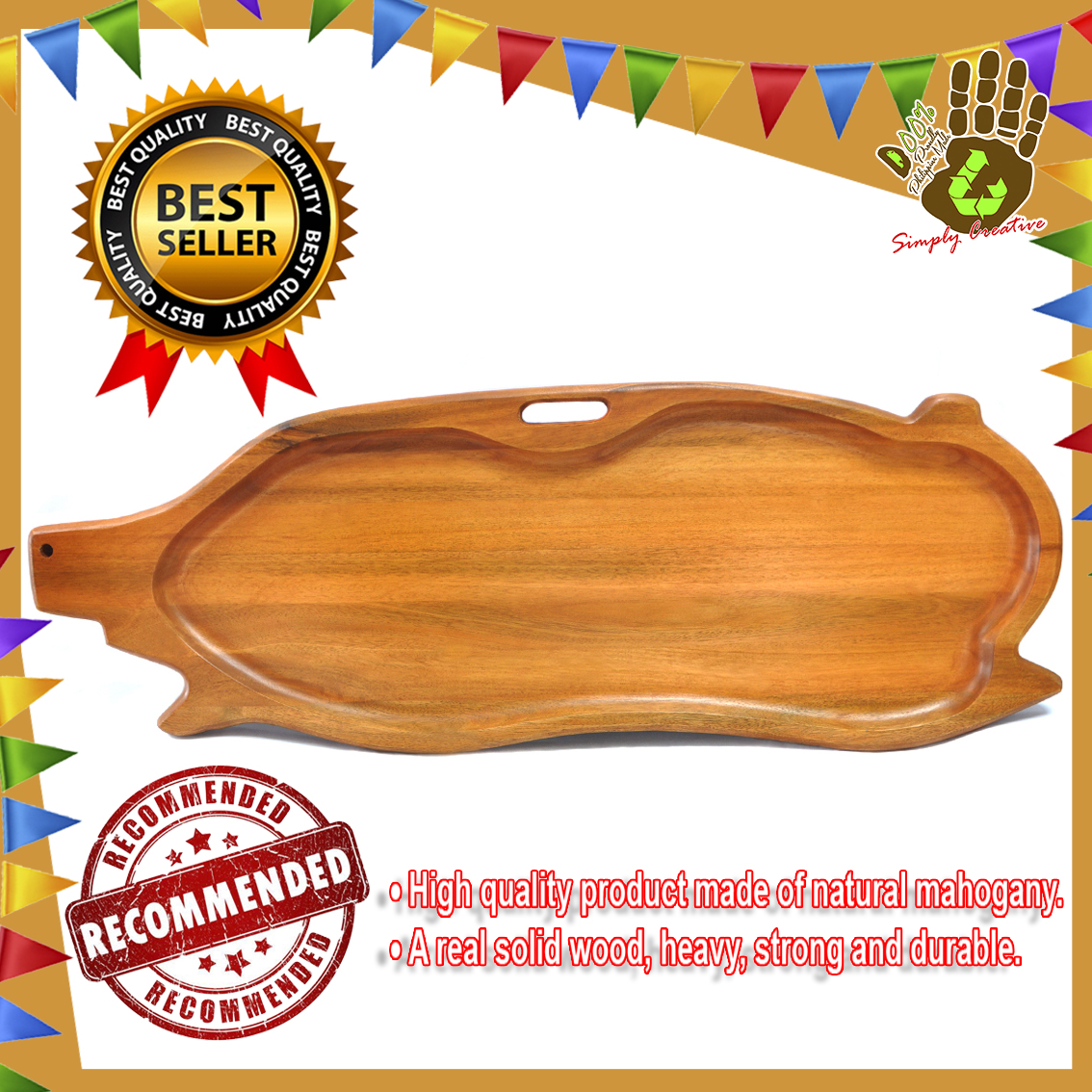Wooden Lechon Tray large, Wooden Serving Tray, Pig tray, Pork Tray