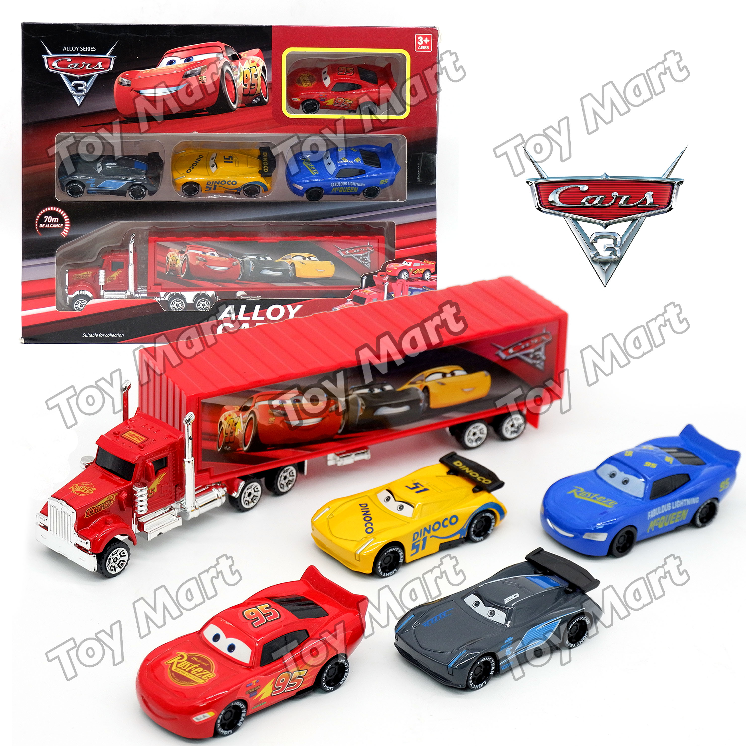 Cars McQueen Alloy Die Cast Cars Container Hauler Truck Openable Door w/ 4 Cars  Lightning McQueen High Quality Toy Cars Gift Kids Best Quality Toy Gift  Christmas Gift Idea