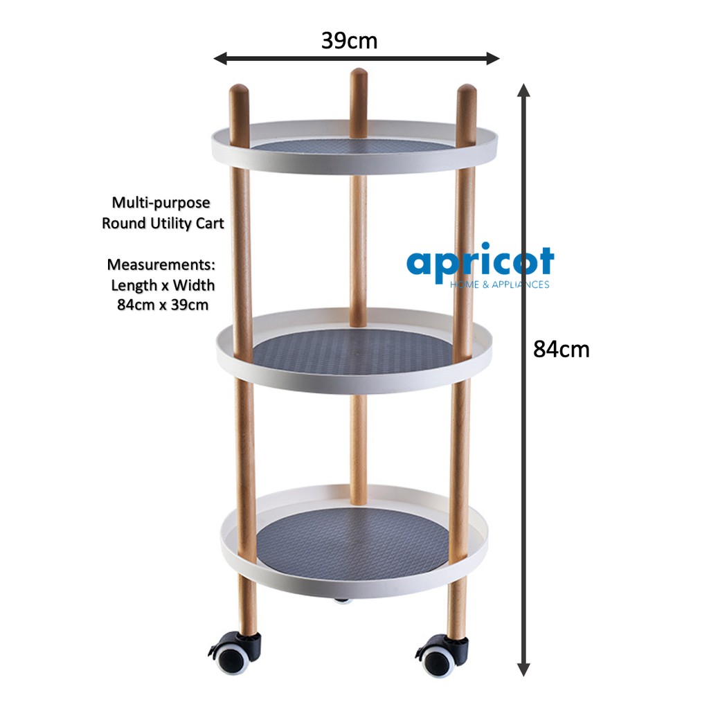 APRICOT HOME Round Table Organizer Utility Cart with Locking Caster