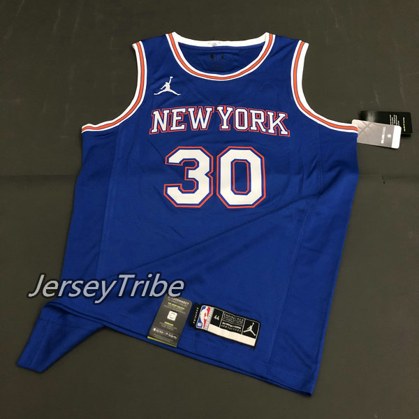ใหม่ Original บาสเก็ตบอล NBA ใหม่ York Knicks #30 Julius Randle 2020-21 Statement Jersey Swingman ความร้อน-Pressed สีฟ้า