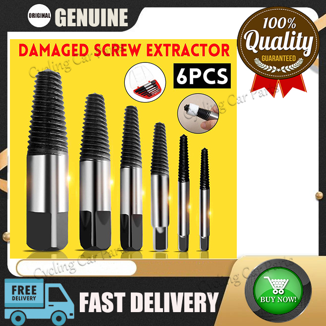 【6pcs/SET】 Broken Bolt Screw Extractor Remover Set Easy Out Drill Bits