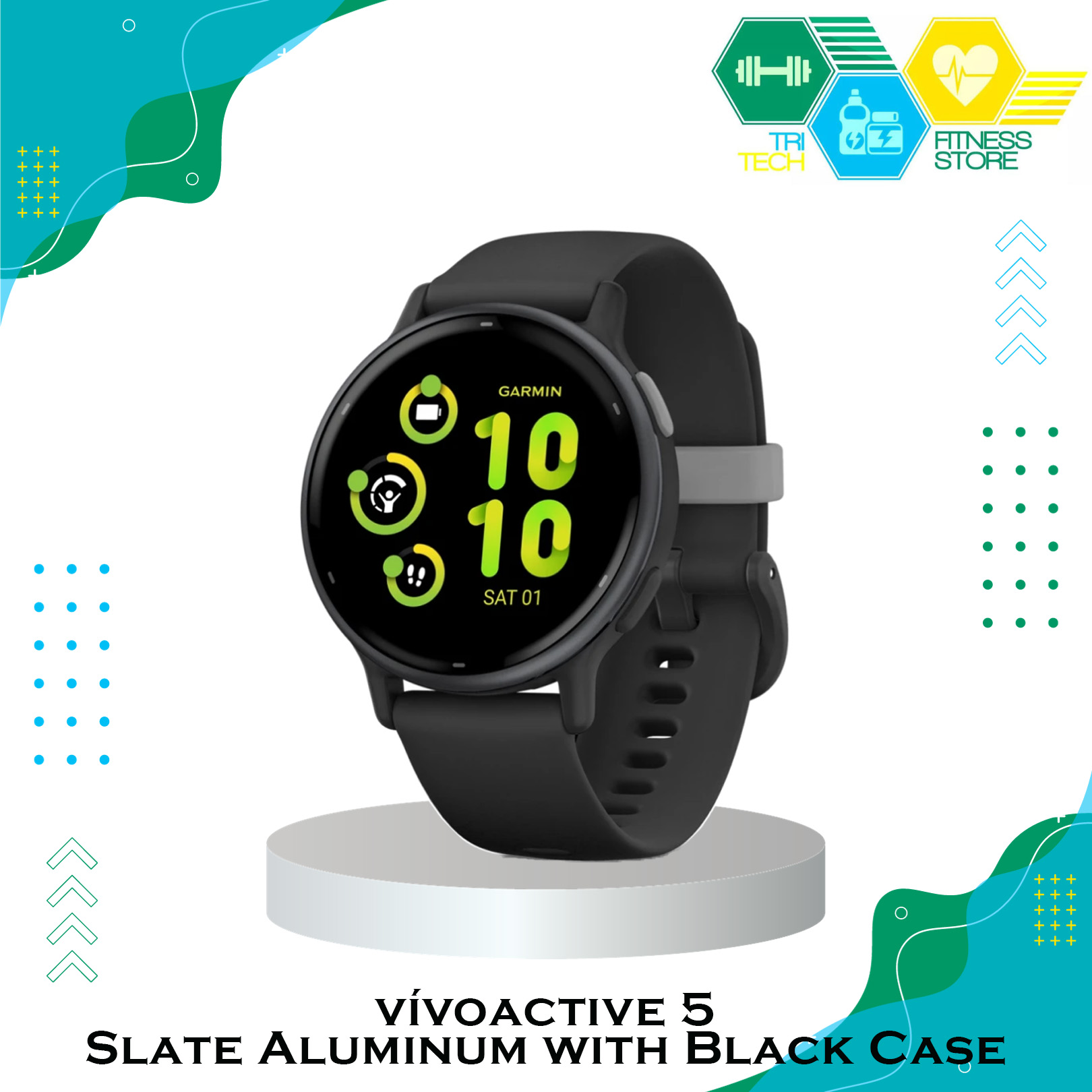 Garmin Vivoactive 5 Smartwatch 30.4mm Slate Aluminum Bezel Black Case with  Silicone Band