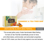 Nude Turmeric & Tea Tree Bar Soap: Acne & Bacterial Control