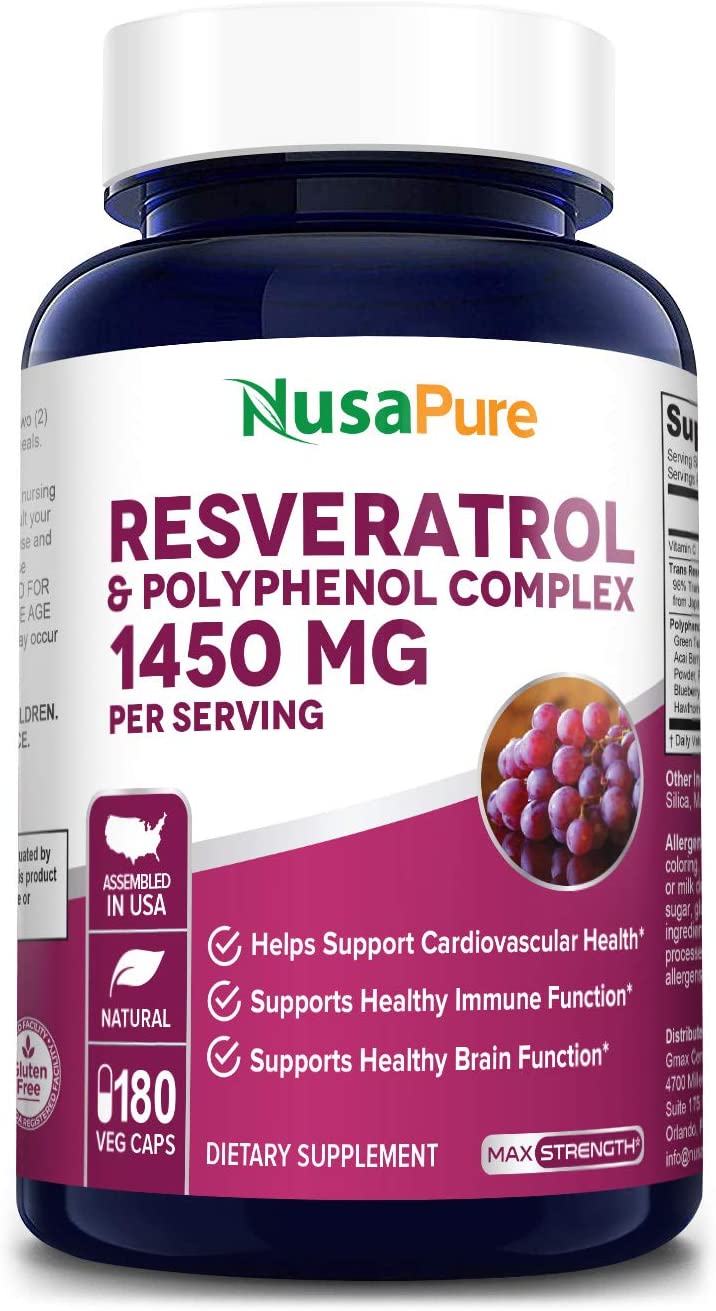 Resveratrol & Polyphenol Complex 1450 mg 180 Vegetarian Caps (NonGMO