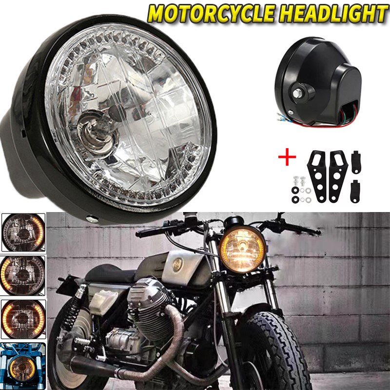 Motorcycle Headlight Universal 7 Inch Turn Signal light H4 35W 9 Wires