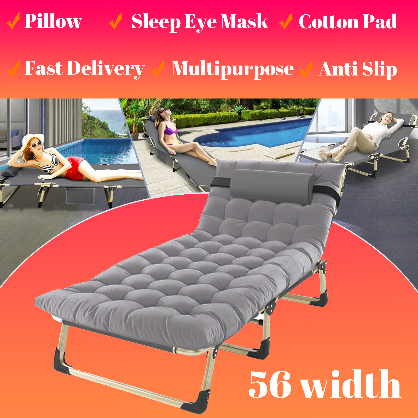 Folding Bed Portable Beds With Foam Pad Mattress Military Folding Bed 