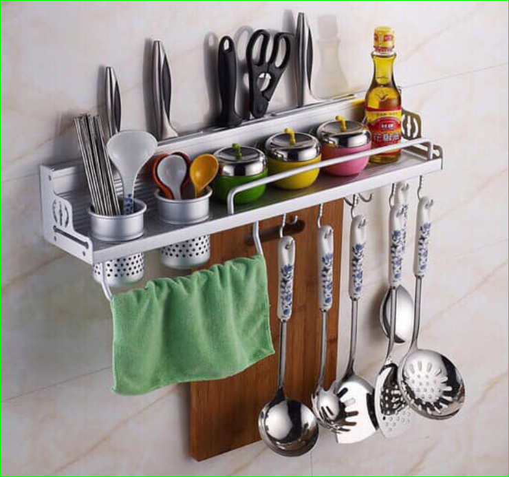 Aluminum Multipurpose Kitchen Utensil Organizer (No Drilling), 23.5