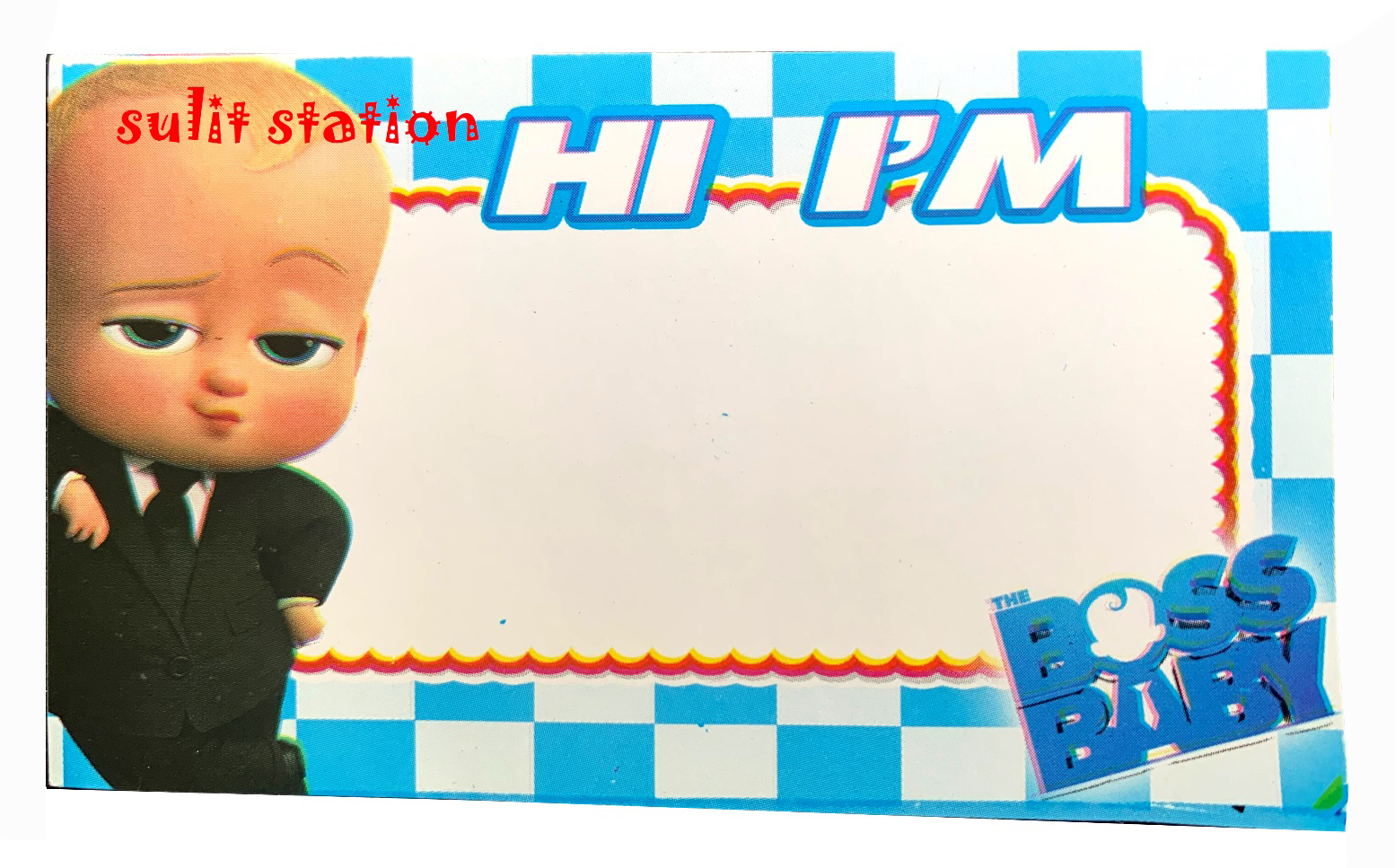 10pcs BOSS BABY THEMED PARTY NAME ID LABEL TAG STICKER GIVEAWAYS