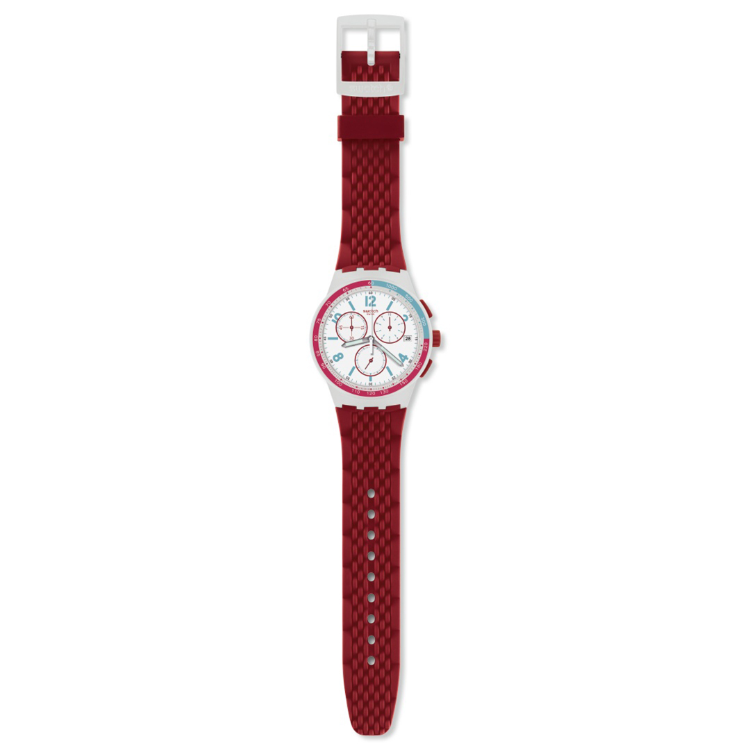 Swatch Chrono Plastic RED TRACK SUSM403 Red and Light Grey Silicon