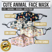Cute Animal Fashionable Designer Face Mask Pet Dog Cat