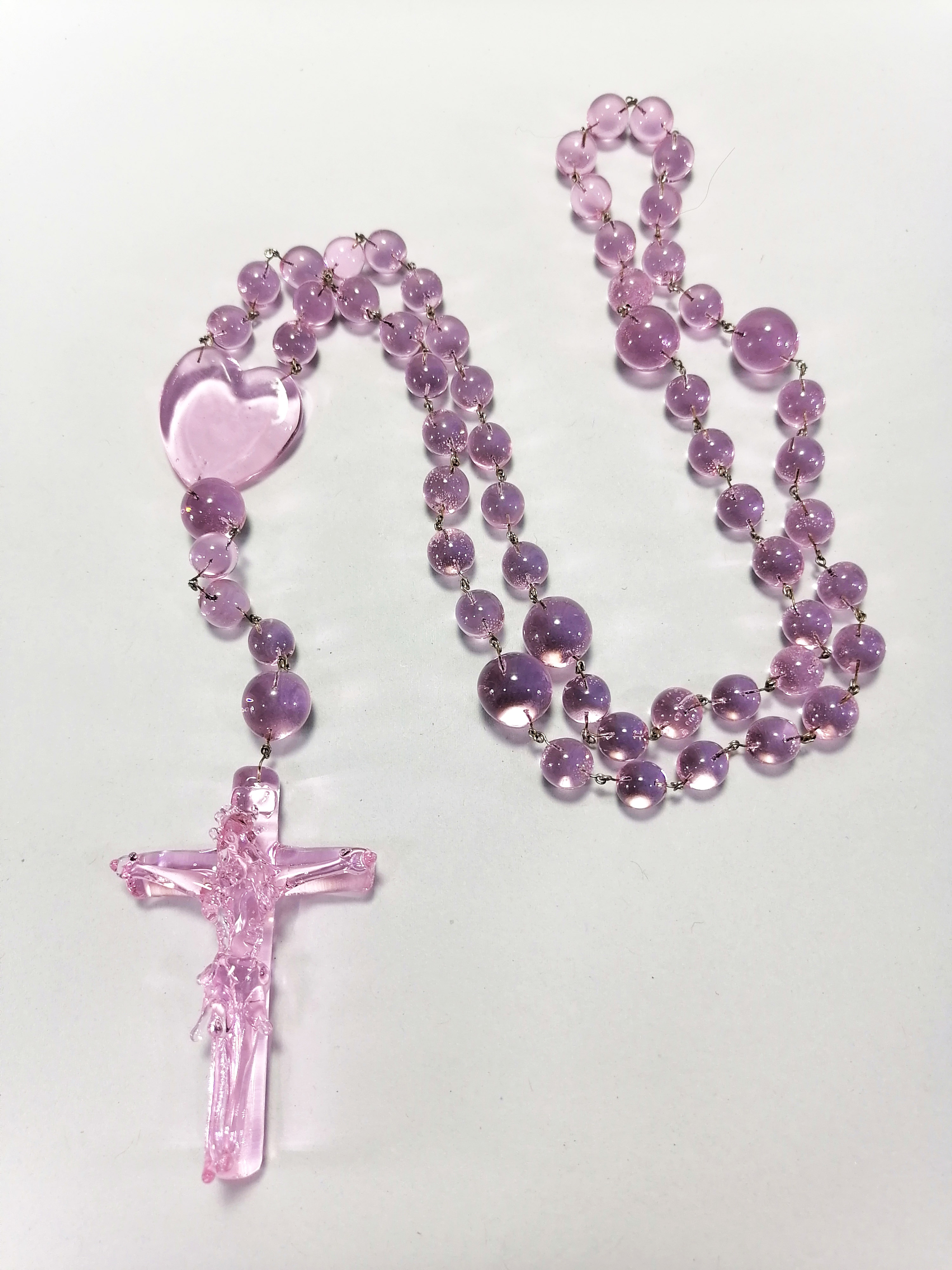 Pink Glass Rosary Handmade Beads Religious Items Lazada PH