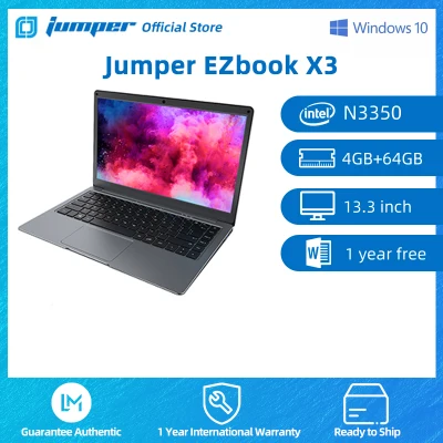 Jumper EZbook X3 4GB/8GB+64GB/128GB/256GB Laptop for Sale Brand New Intel N3350/J3455 13.3 inch IPS 178° Notebook Windows 10 OS Online Learning for Student or Business Office Computer