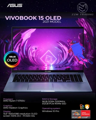 Asus VivoBook 15 OLED Screen Brand new laptop 2021 Model R5 5500U | R7 5700U 15.6"16GB RAM 512GB SSD