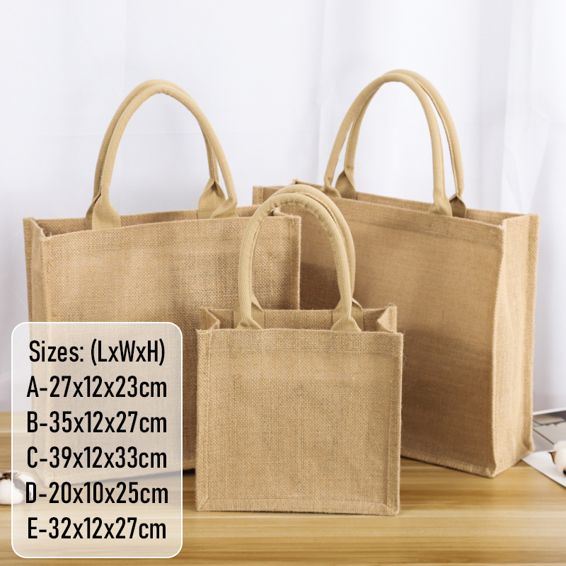 PURE Jute Burlap Tote Bag Eco friendly Native Bag for Shopping Utility