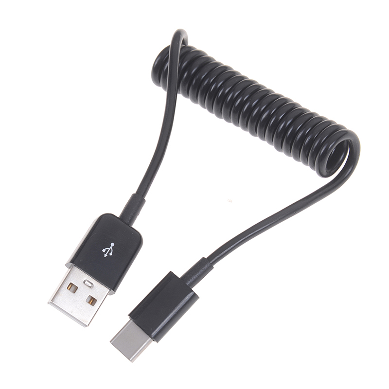 1Pc USB Type C cable spring spiral TypeC male to USB 2.0 male extension cord MixASale
