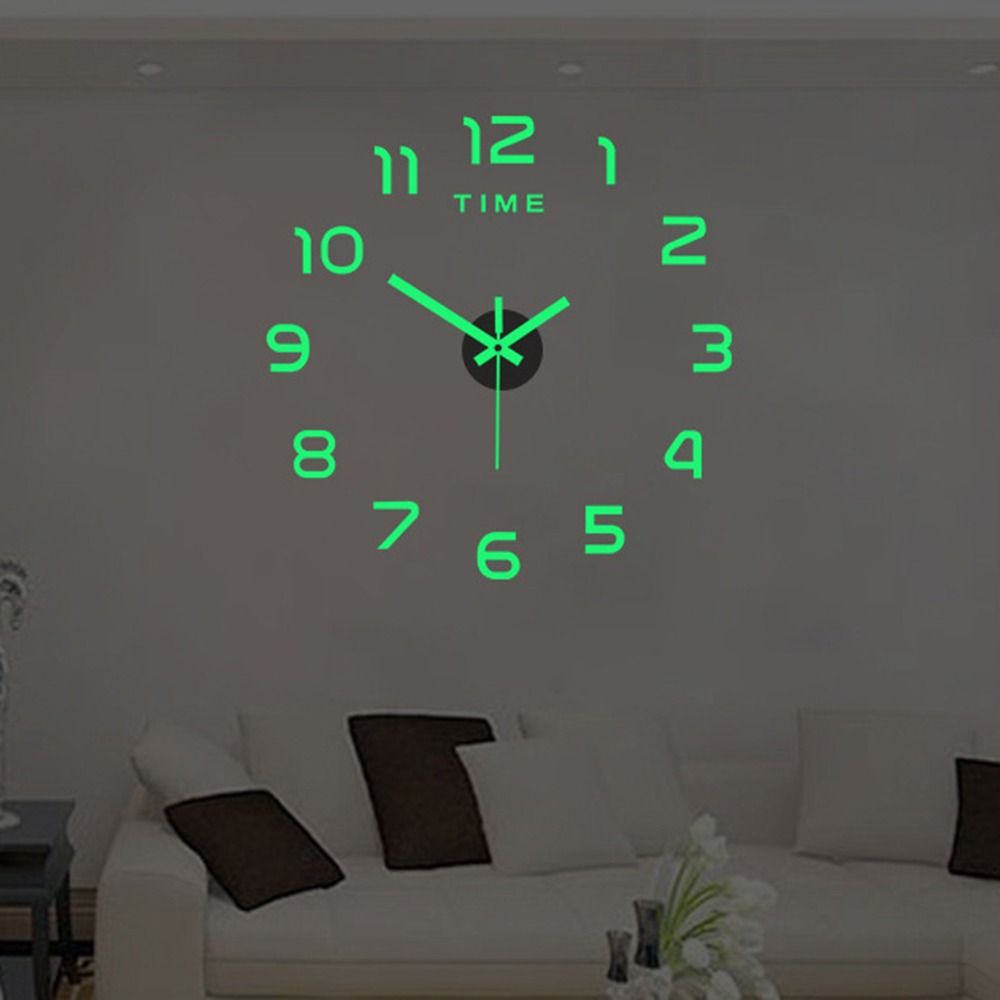 3D Luminous Wall Clock Large Arabic Numerals Mirror Surface Acrylic