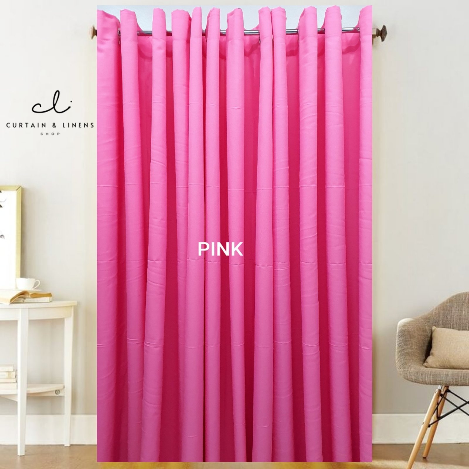 "PINK" Plain Ring Curtain 7FT Long Lazada PH