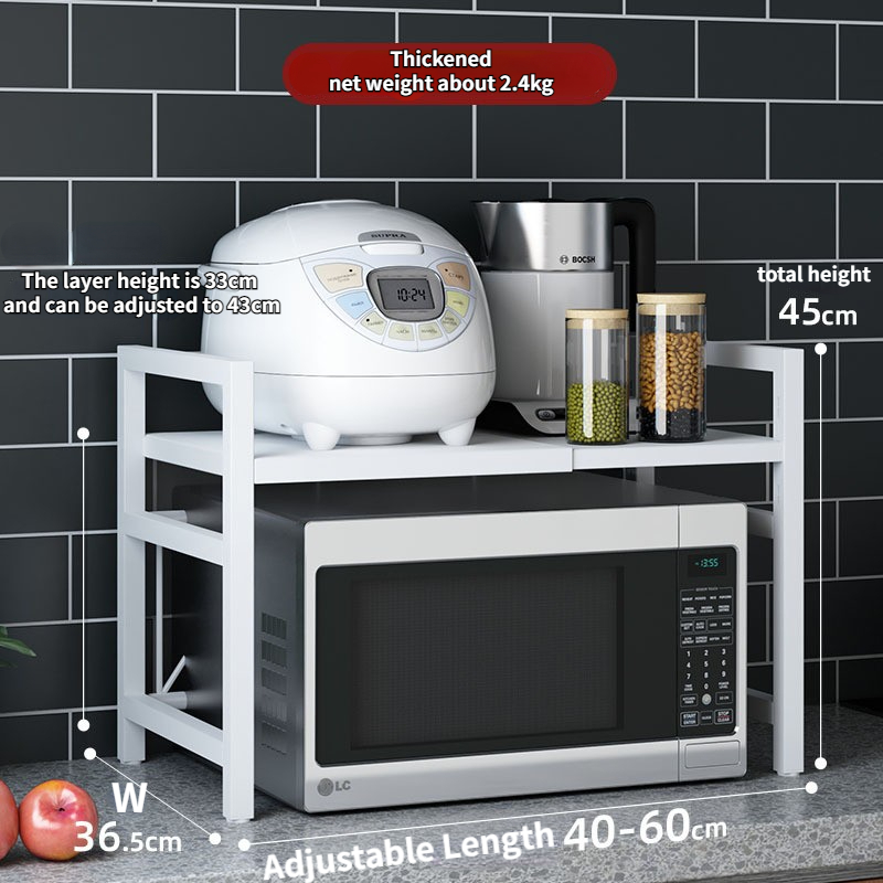 Kitchen Microwave Rack Adjustable Length And Height Commodity Shelf