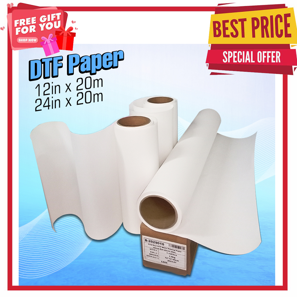 Cold Peel 12in DTF Roll PET Film, 12in DTF Roll PET Film