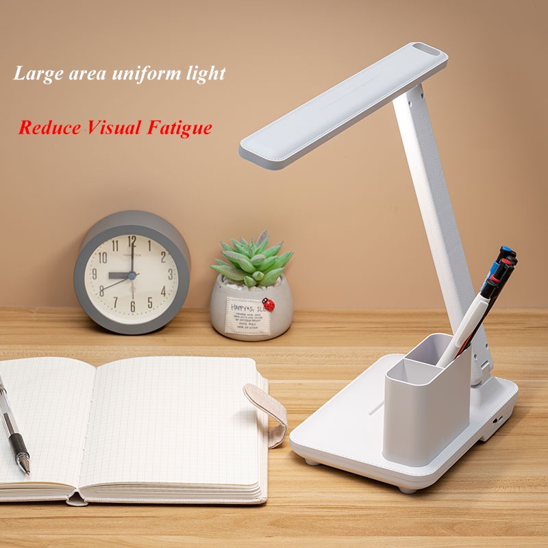 LED Foldable Study Lamp USB Rechargeable Desk Lamp Dimmable Pen Holder Lamp Shade Study Night