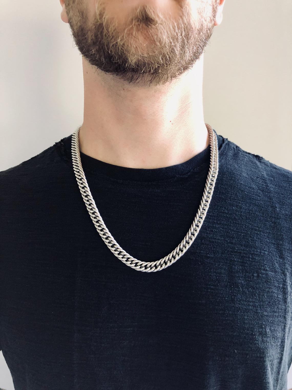 🔥 Double Cuban Chain, Silver Necklace 