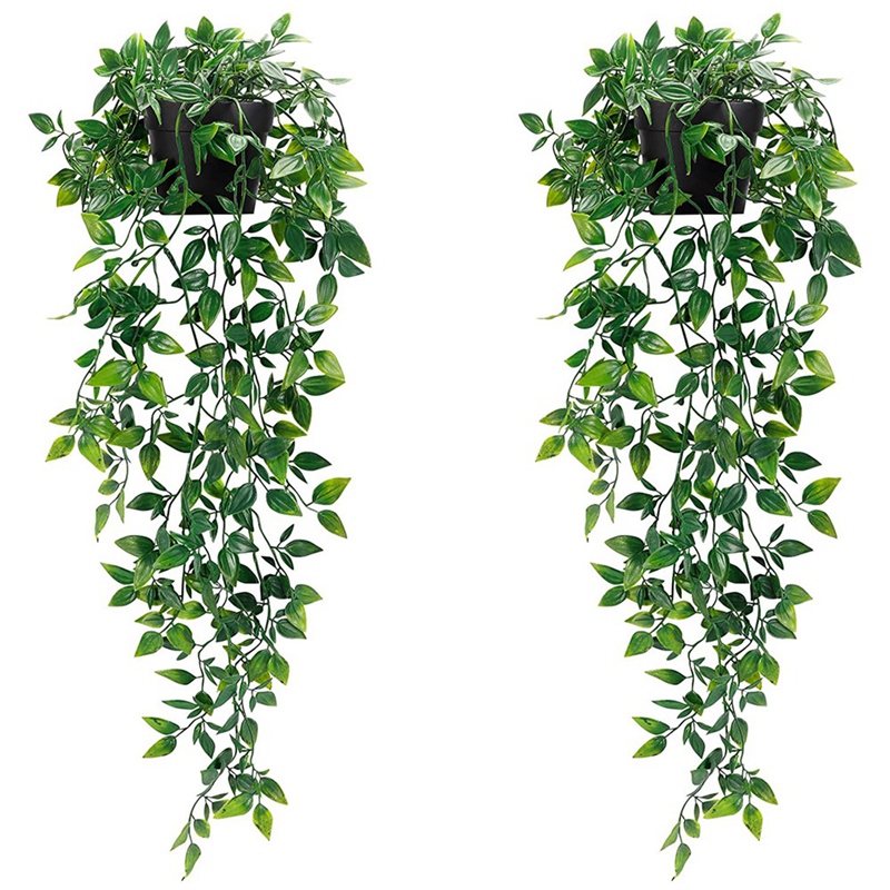2 Pack Artificial Hanging Plants Fake Potted Plants for Indoor Outdoor