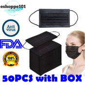 ESHOPPE101 50PCS Black Color High Quality Colored Disposable Facemask / Face Mask Multi Colors