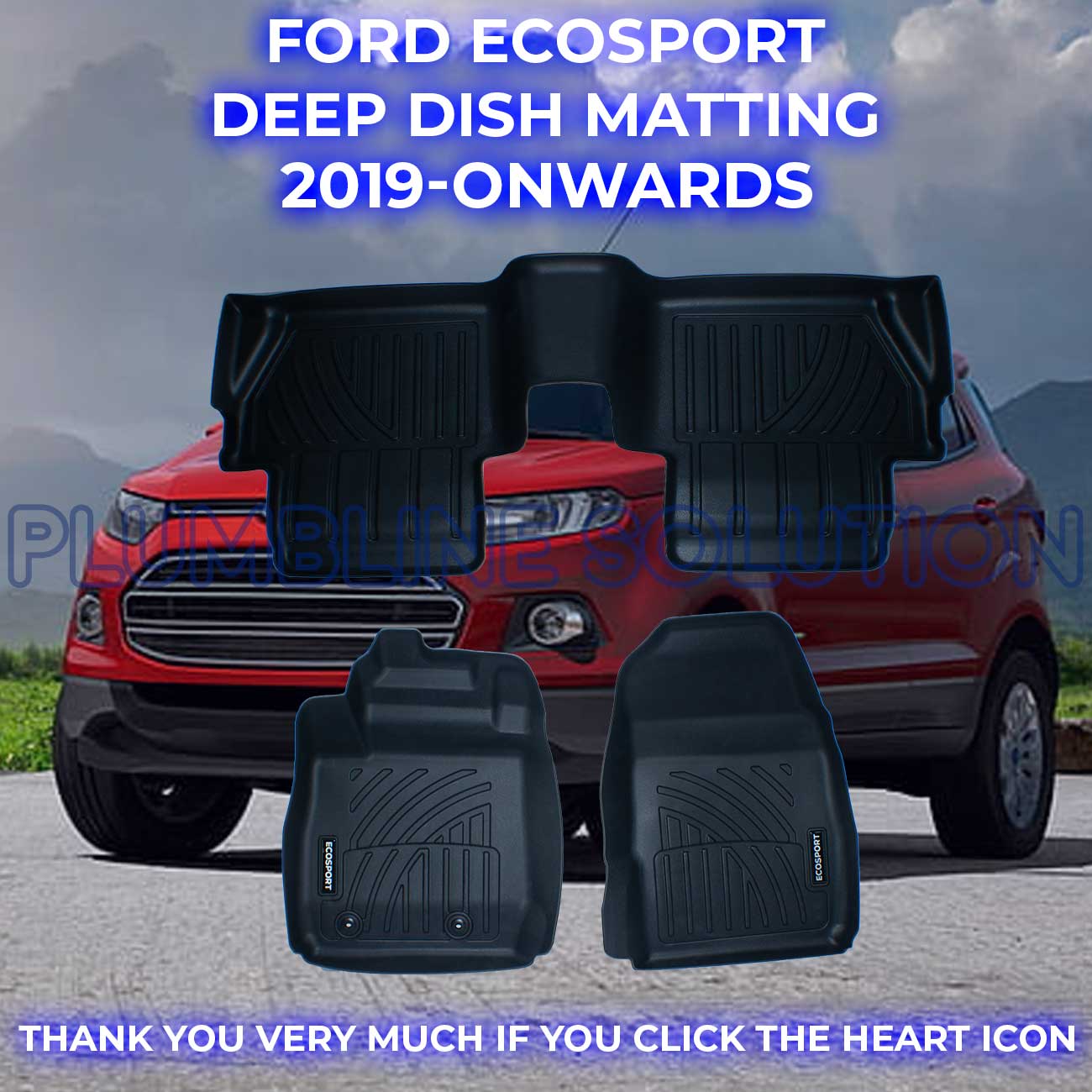 TPE Black / Carbon Fiber Deep Dish Matting for Titanium Ford Ecosport