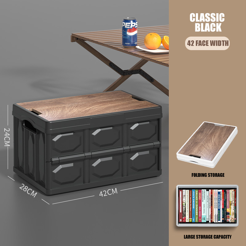 Foldable outdoor storage box Wooden cover travel picnic camping sorting
