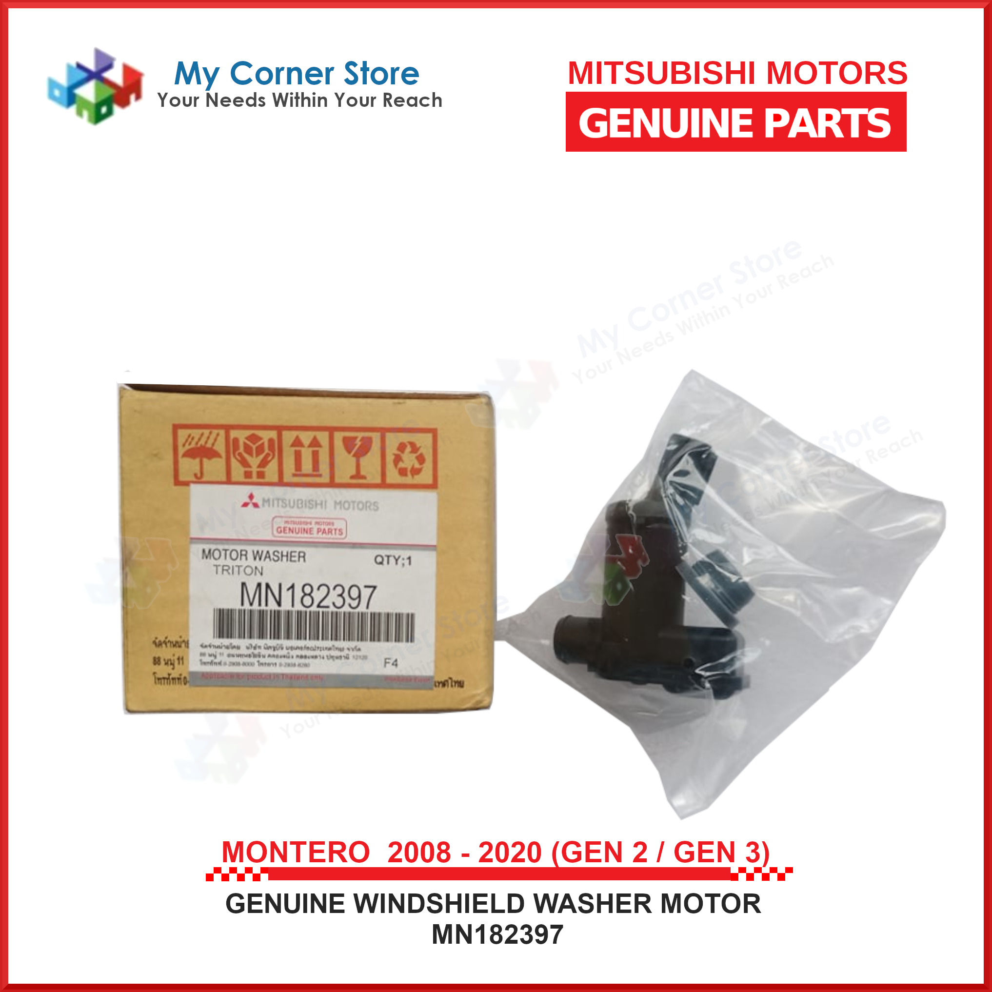 MITSUBISHI MONTERO GENUINE WINDSHIELD WASHER MOTOR/ PUMP (GEN2 / GEN3